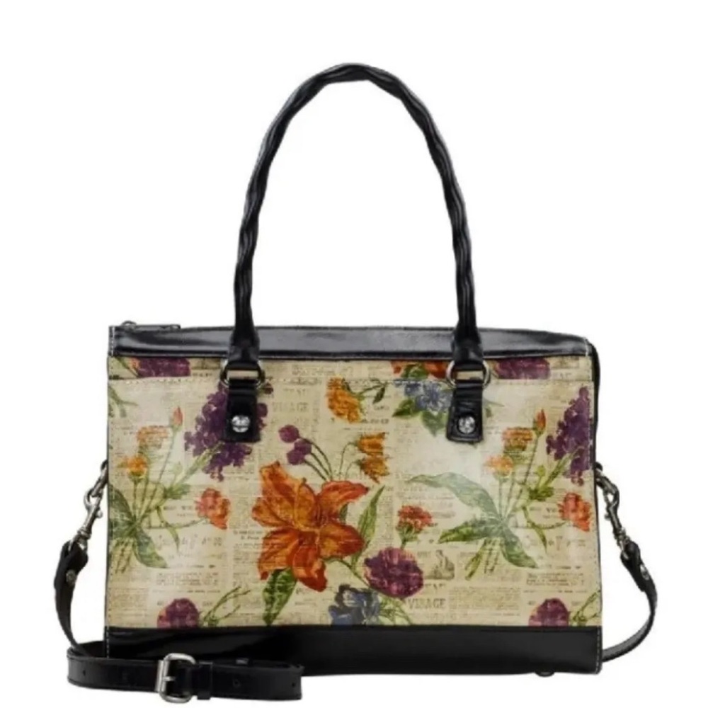 Patricia Nash Josselin Leather Satchel - Parisian Newspaper